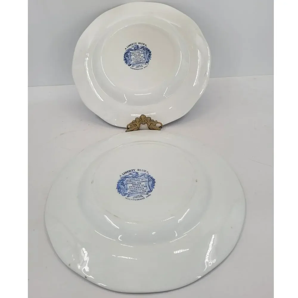 Staffordshire Vintage Liberty Blue 1776 Colonial Transferware 2 Dinner Plate 3-5